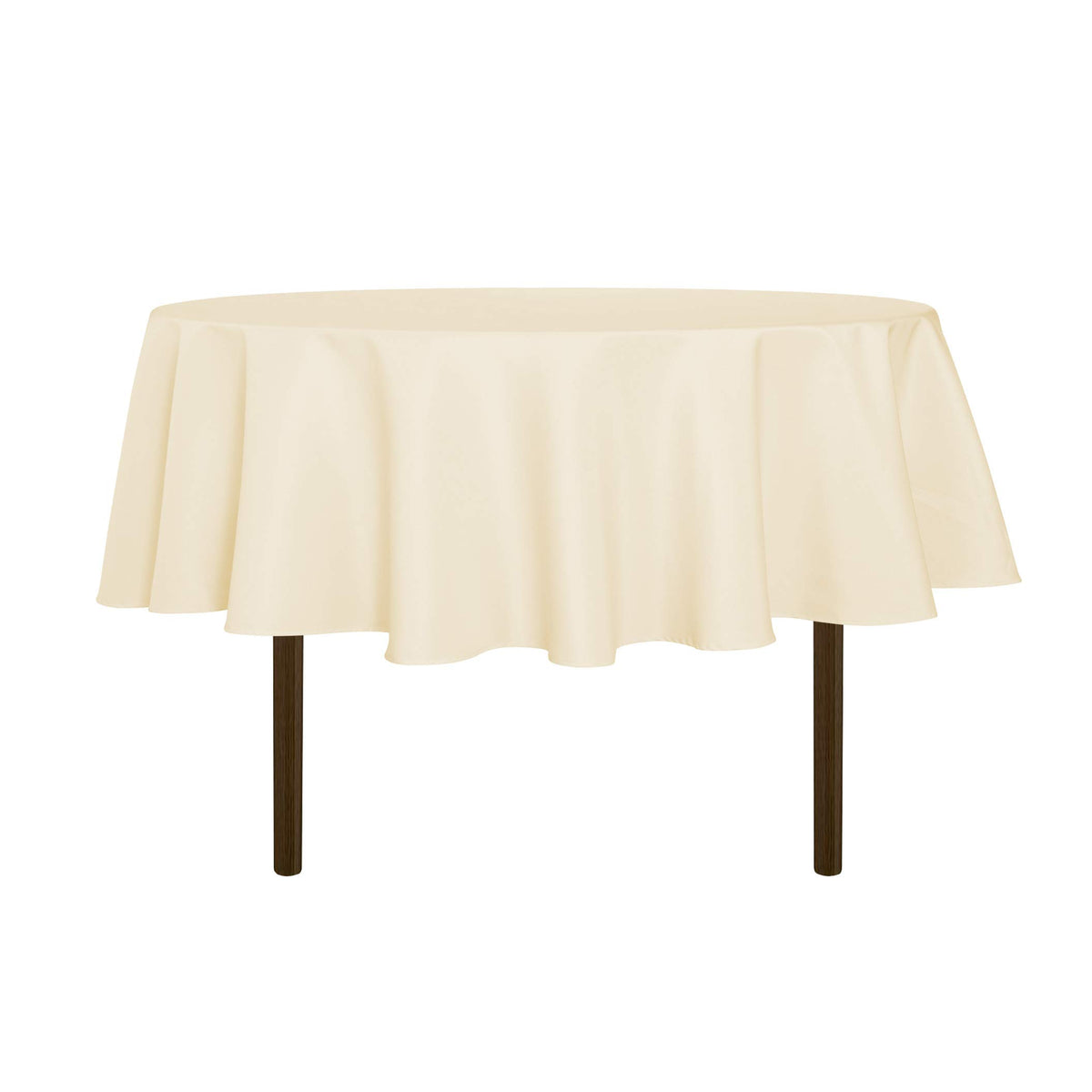 Sancua round beige 80-inch tablecloth with elegant drape and protection for dining surfaces.