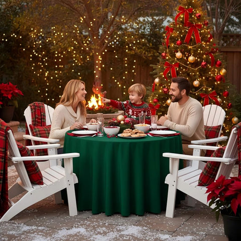 Sancua round tablecloth buffet use shows wide coverage for gatherings.