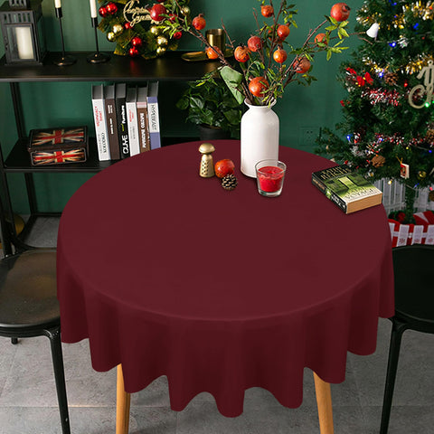 Sancua burgundy round tablecloth with water-resistant finish protects tables.