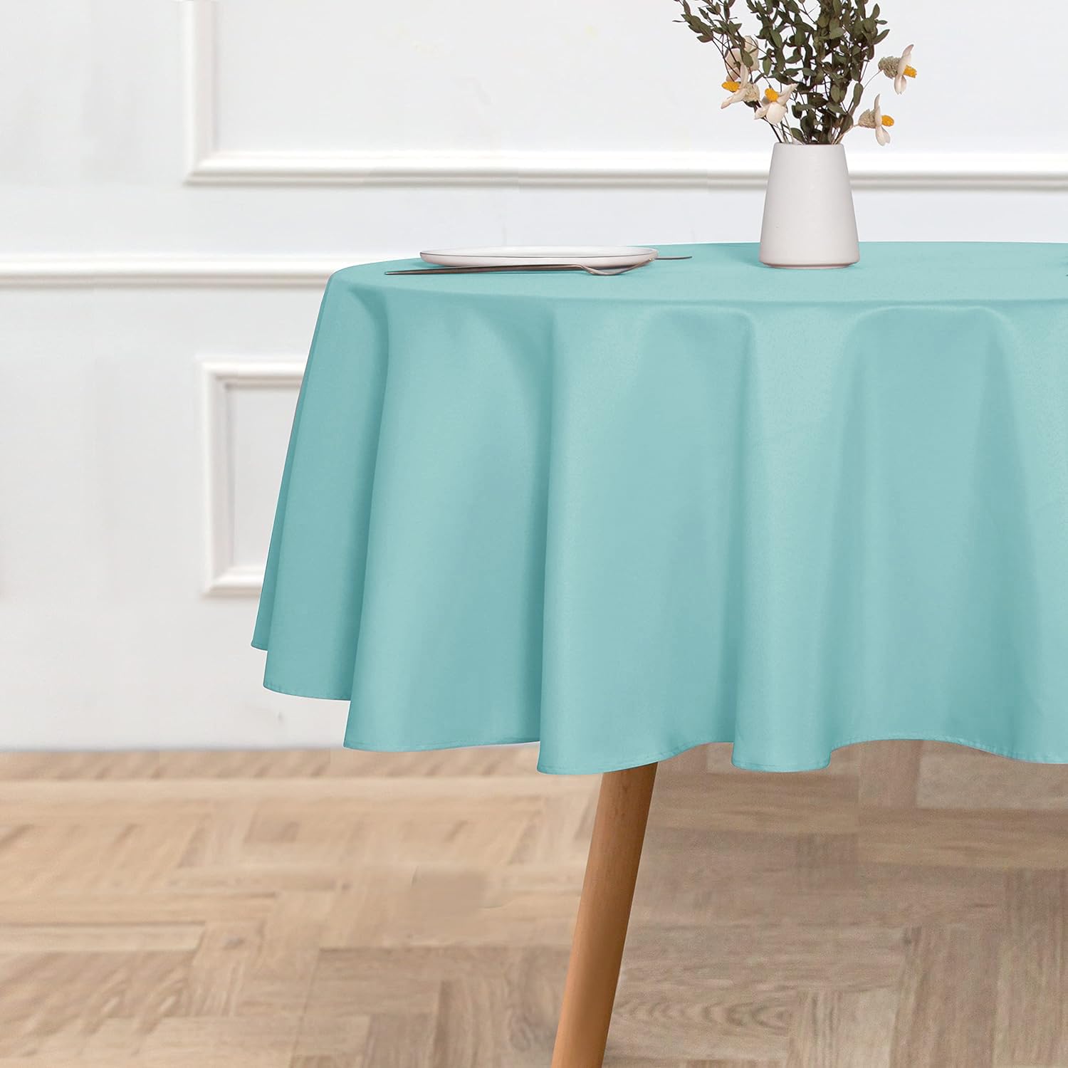 Sancua turquoise fabric close up highlighting soft texture and weave