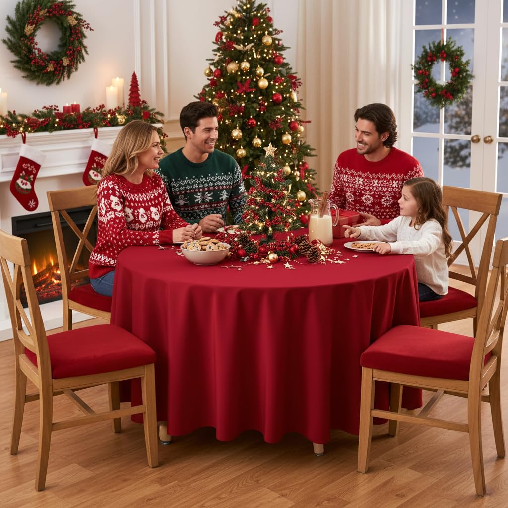 Sancua round tablecloth dining-setup elevates casual meals with a polished look.