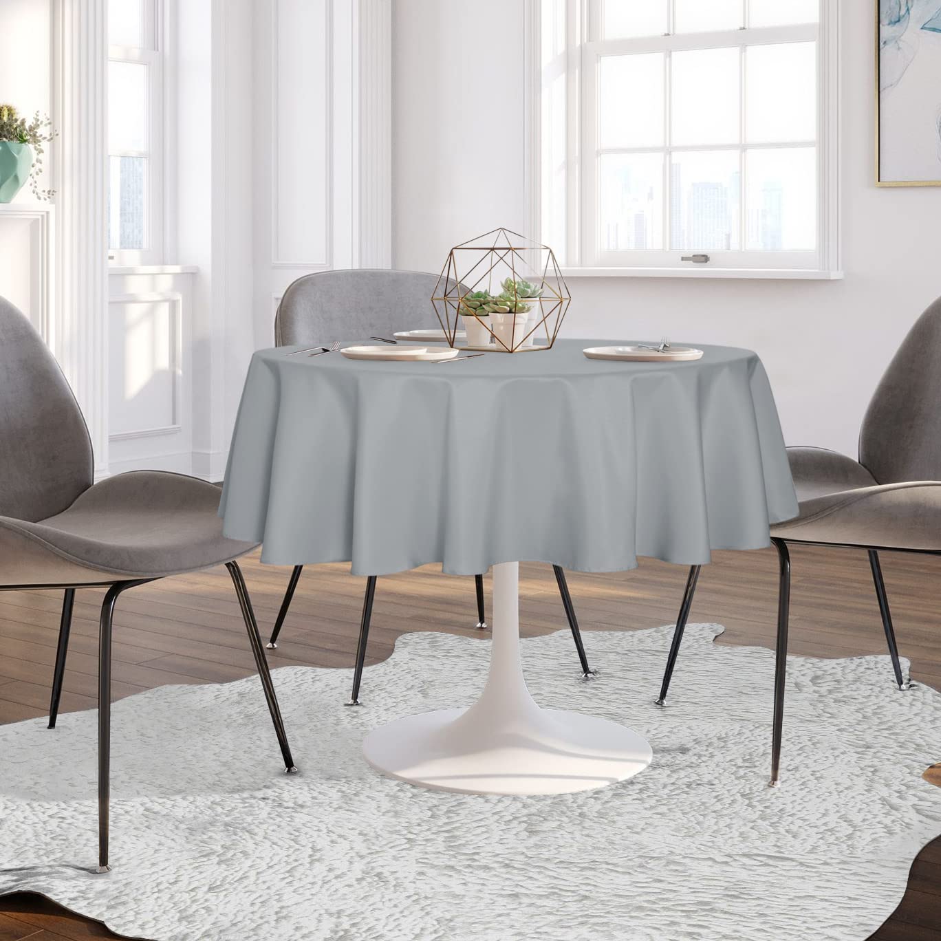 Sancua round tablecloth durable polyester fabric close-up showing weave and resilience