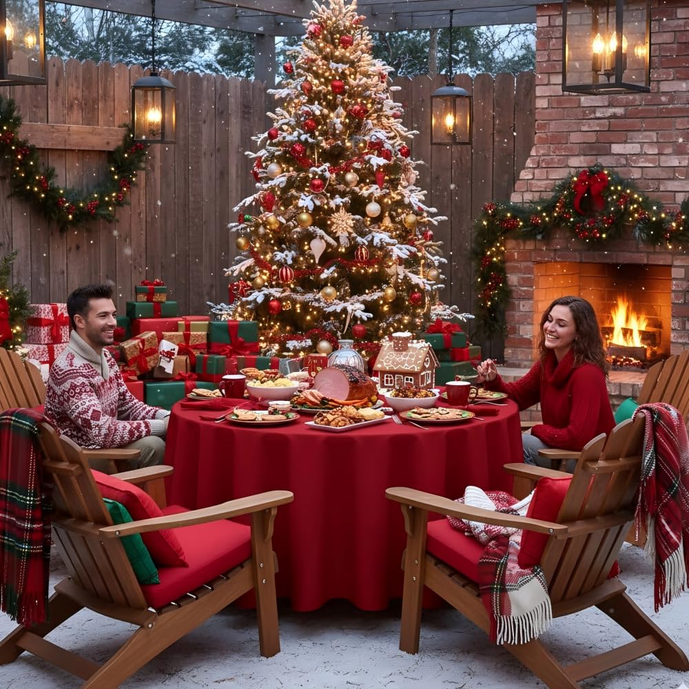 Sancua water-resistant 90-inch round tablecloth protects surfaces during meals