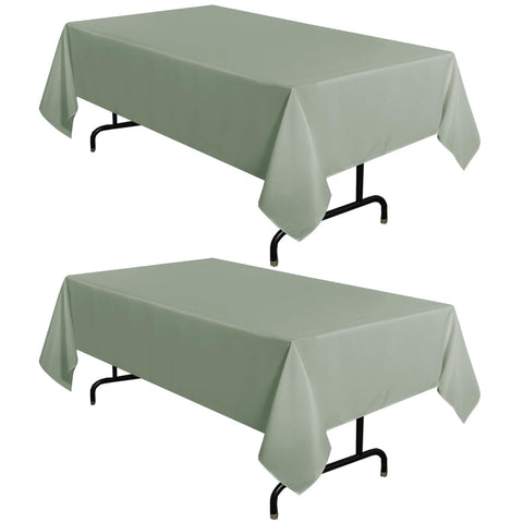 Sancua sage green tablecloth on 60x102 inch rectangular table for elegant dining