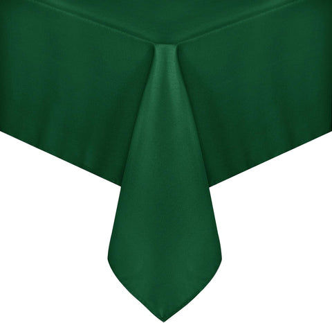 Sancua square tablecloth 54x54 inches in hunter green on a dining table showing protection and decoration