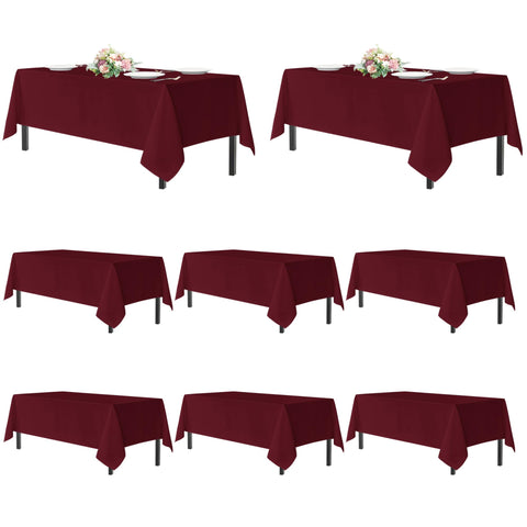 Sancua Burgundy tablecloth on a 6-foot rectangle table for formal dining.
