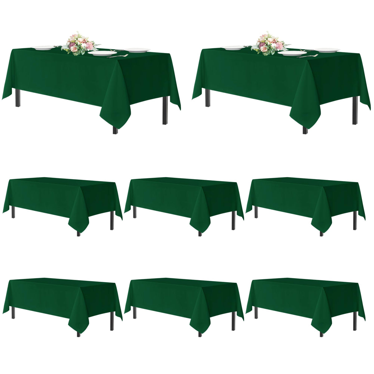 Sancua tablecloth rectangle 54x108 on table in hunter green for elegant gatherings.