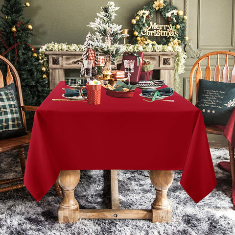 Sancua tablecloth showing stain resistance during a meal.