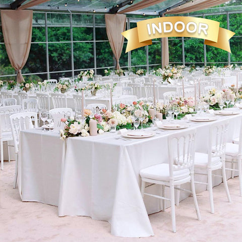 Sancua tablecloth with wrinkle-resistant finish maintains a crisp look.