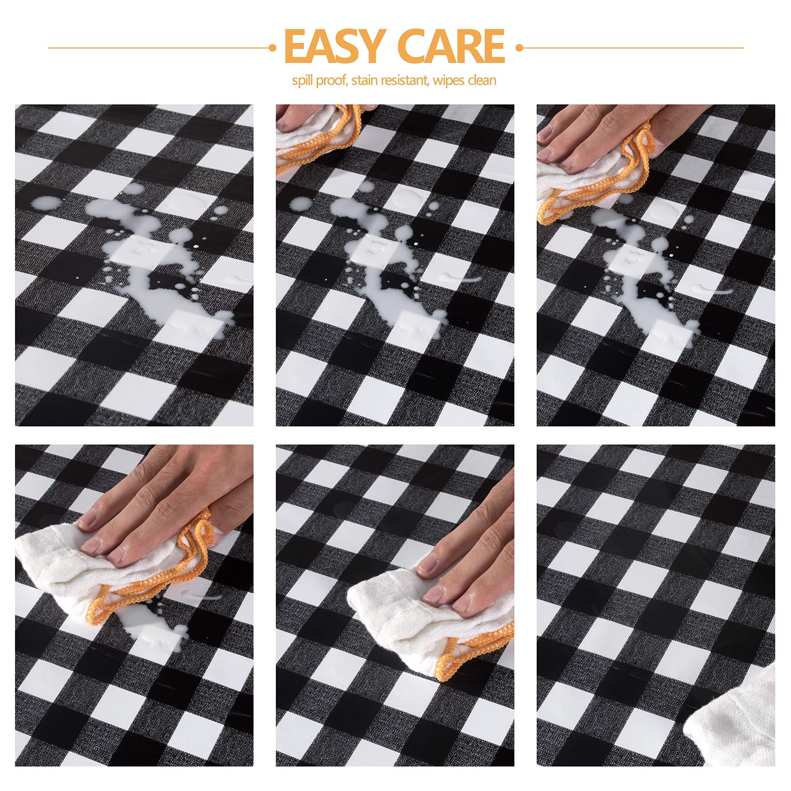 Sancua waterproof tablecloth guarding the table against liquids and stains.