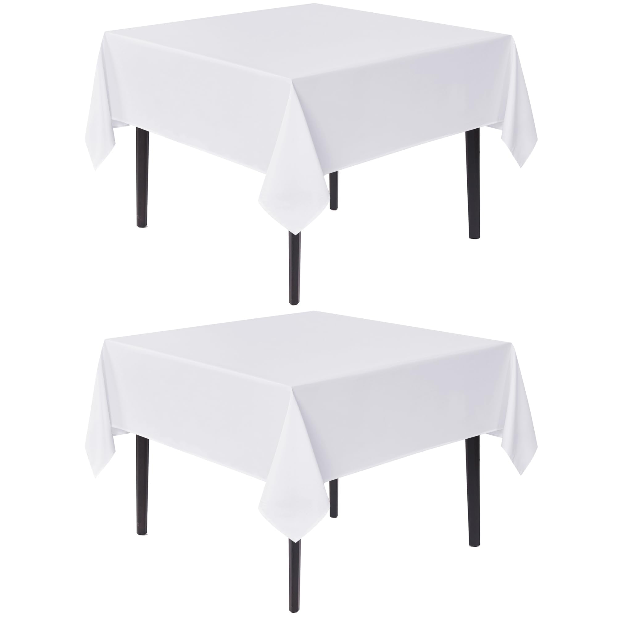 Sancua white square tablecloth 70x70 folded for quick setup outdoors.