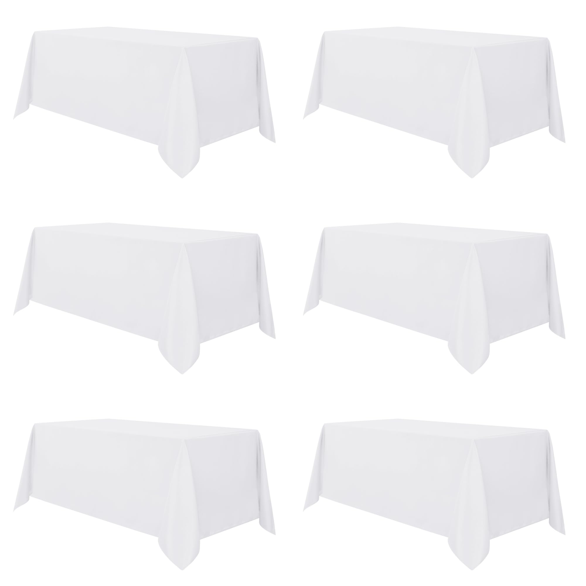 Sancua white tablecloth on 90x132 setup provides full coverage and easy cleaning.