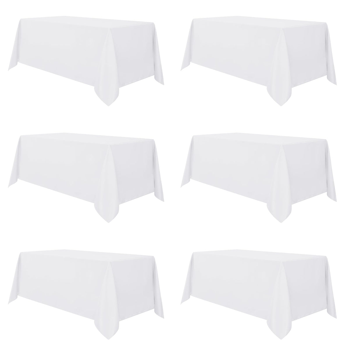 Sancua white tablecloth on 90x132 setup provides full coverage and easy cleaning.