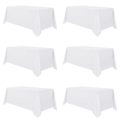 Sancua white tablecloth on 90x132 setup provides full coverage and easy cleaning.