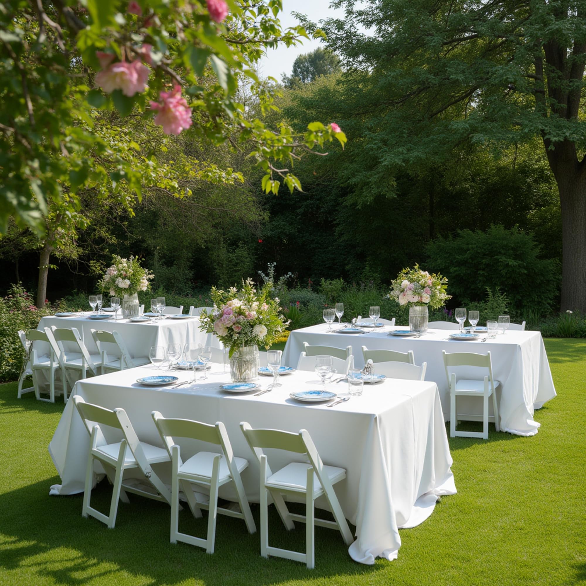 Sancua wedding banquet setup with white tablecloths for elegant presentation.
