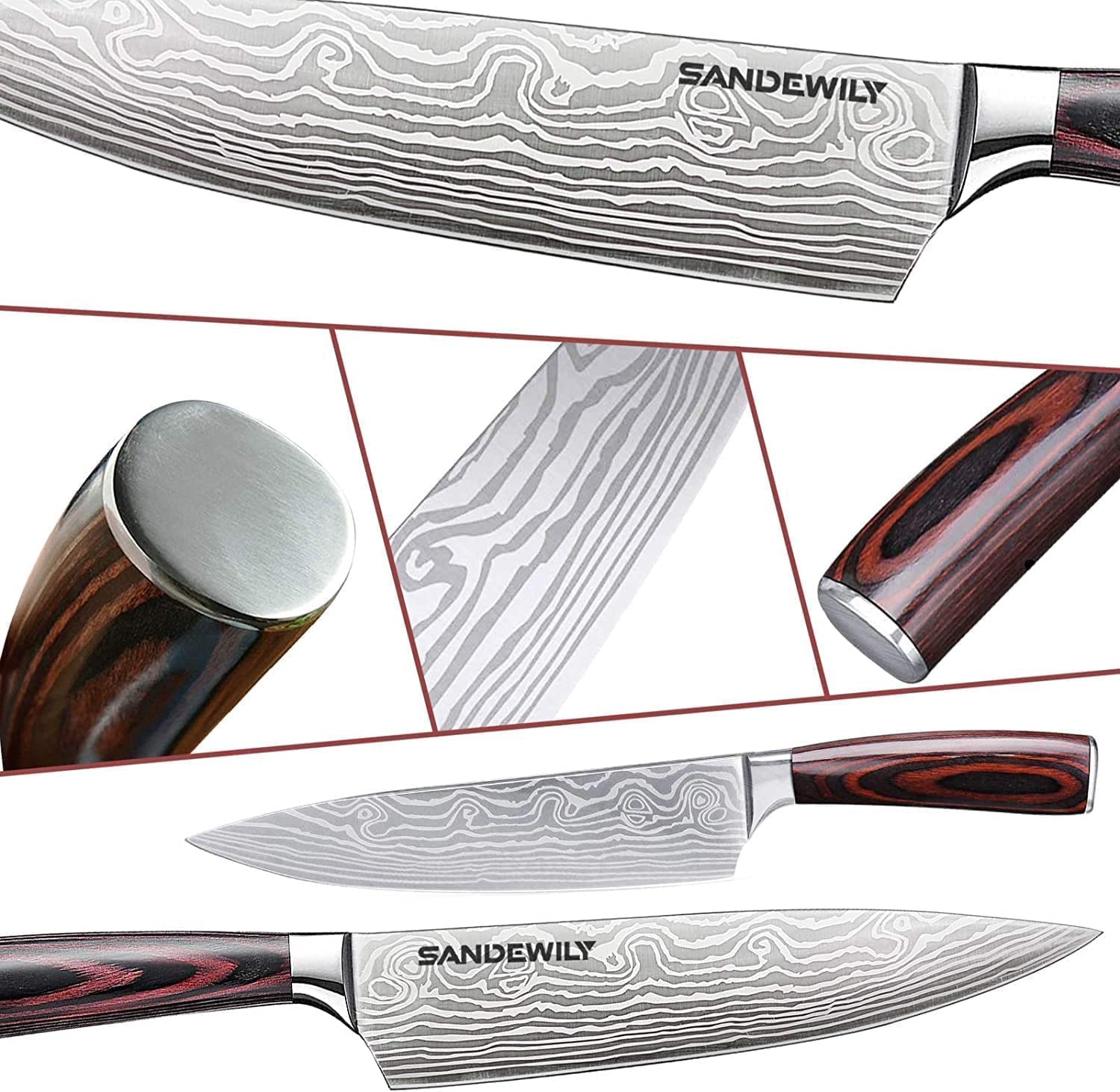 SANDEWILY 5-inch paring knife for detail work and peeling.