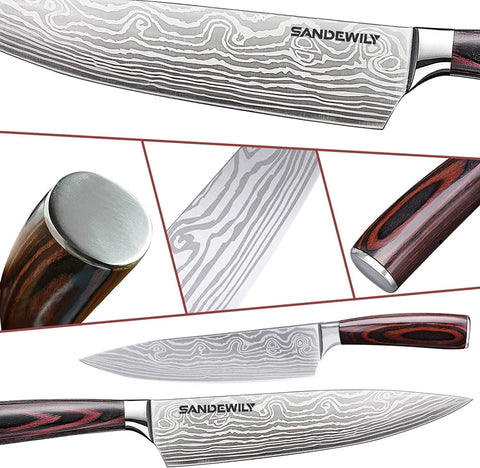 SANDEWILY 5-inch paring knife for detail work and peeling.