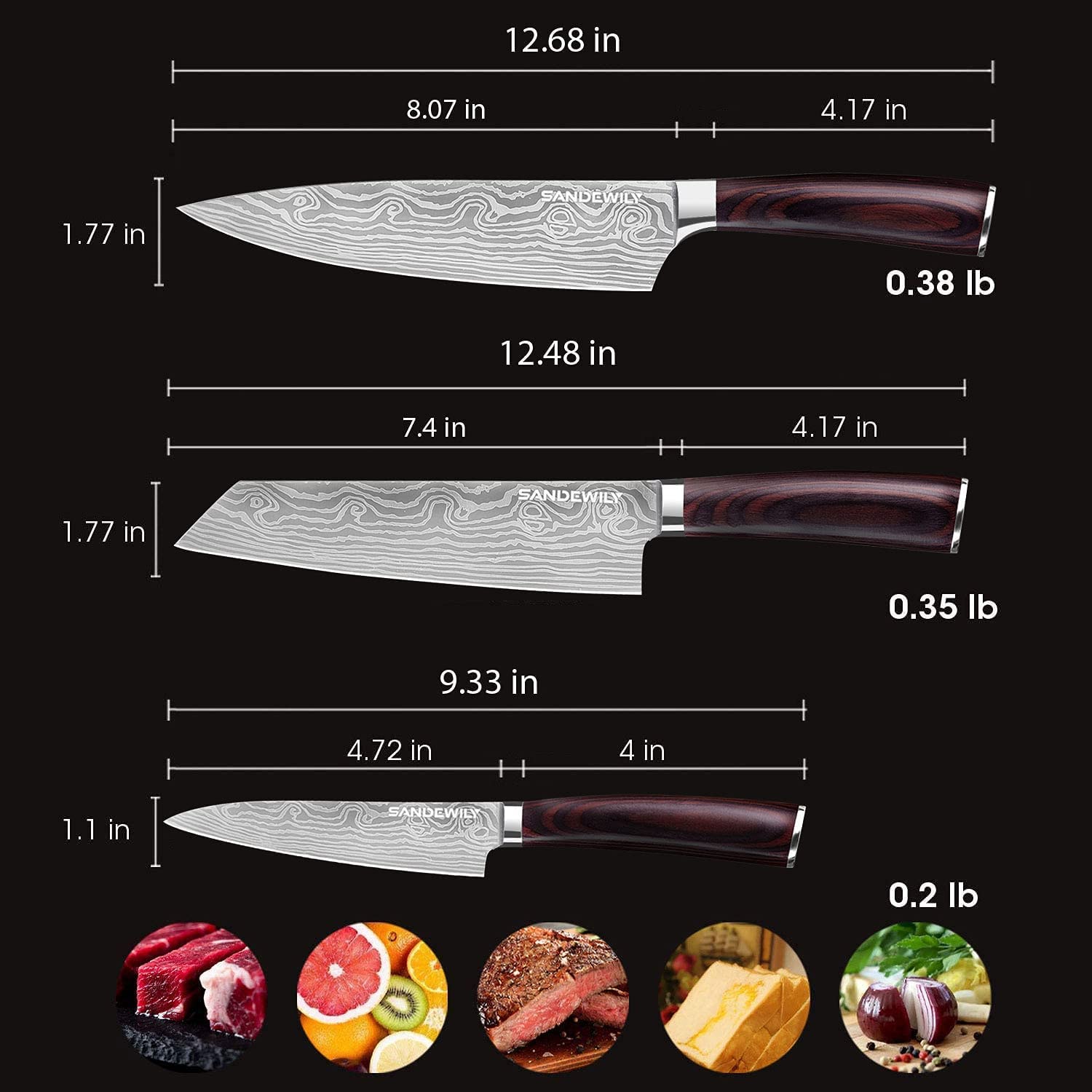 SANDEWILY 7.5-inch cutting knife ready for slicing and dicing.