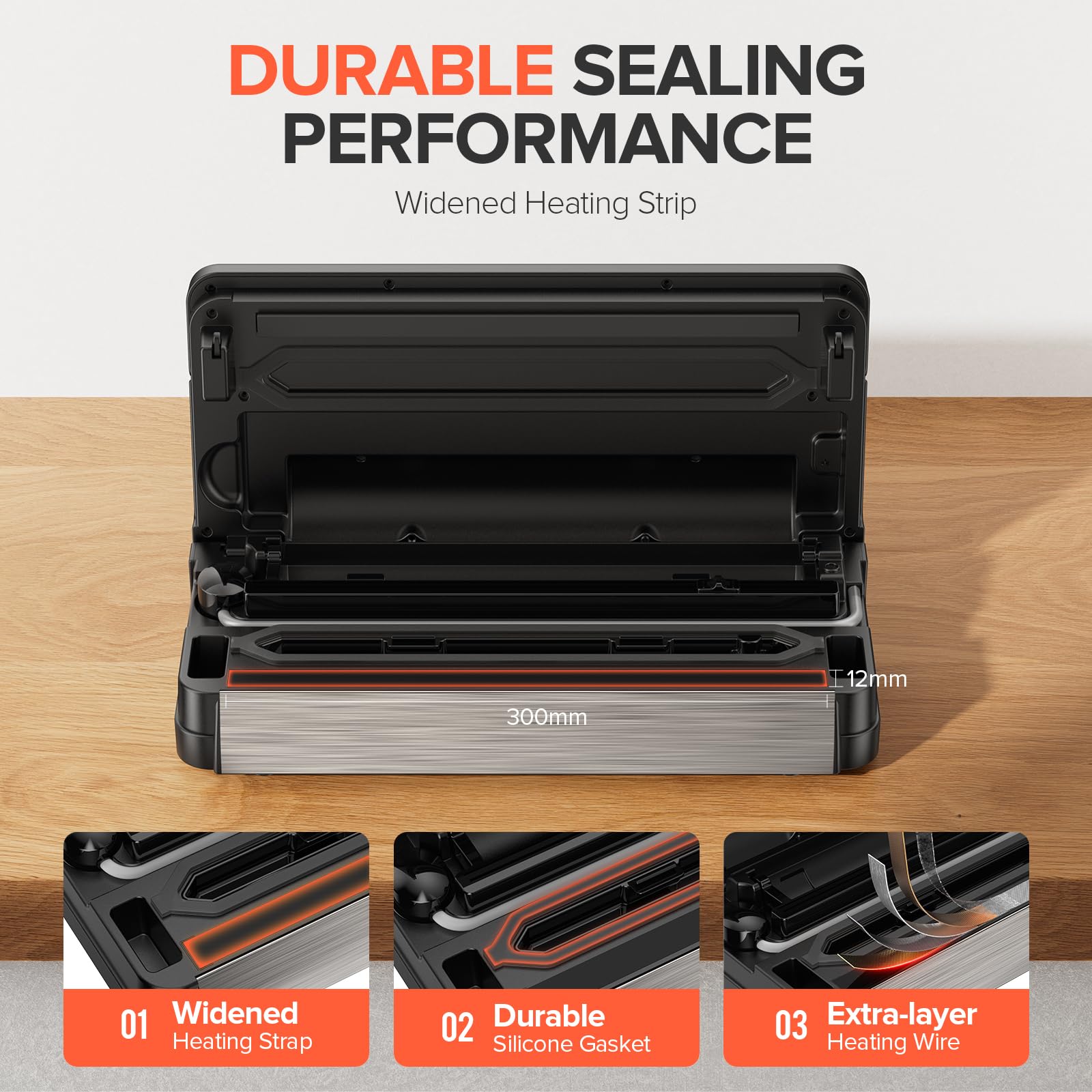 Sandifeng 95kPa vacuum sealer with double heat seal for secure preservation