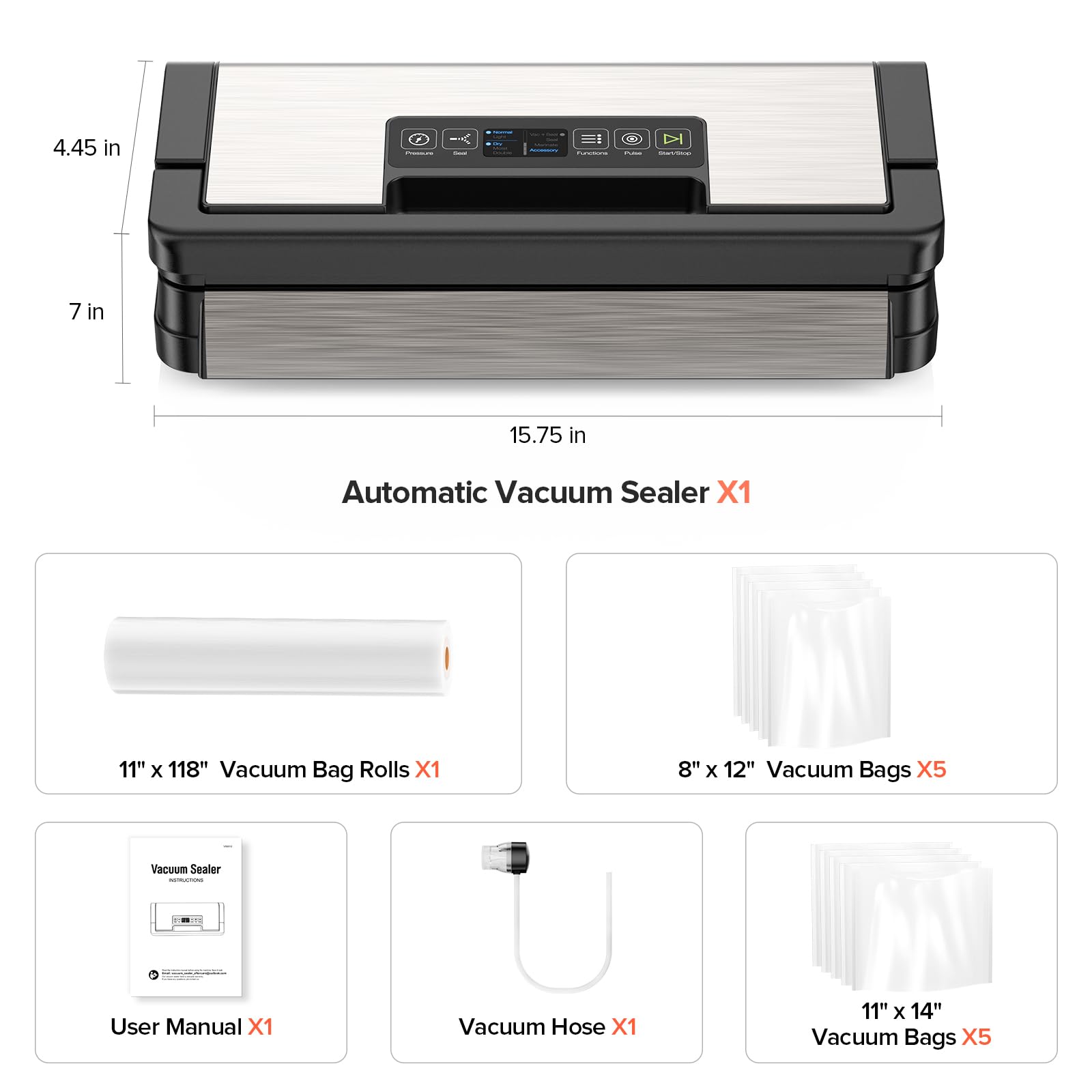 Sandifeng 95kPa vacuum sealer in use on the kitchen counter with seals