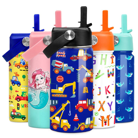 SANDJEST 12oz insulated bottle with dual-wall keeps drinks cool