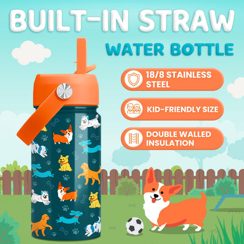 SANDJEST 12oz insulated stainless steel bottle keeps drinks at the right temperature.