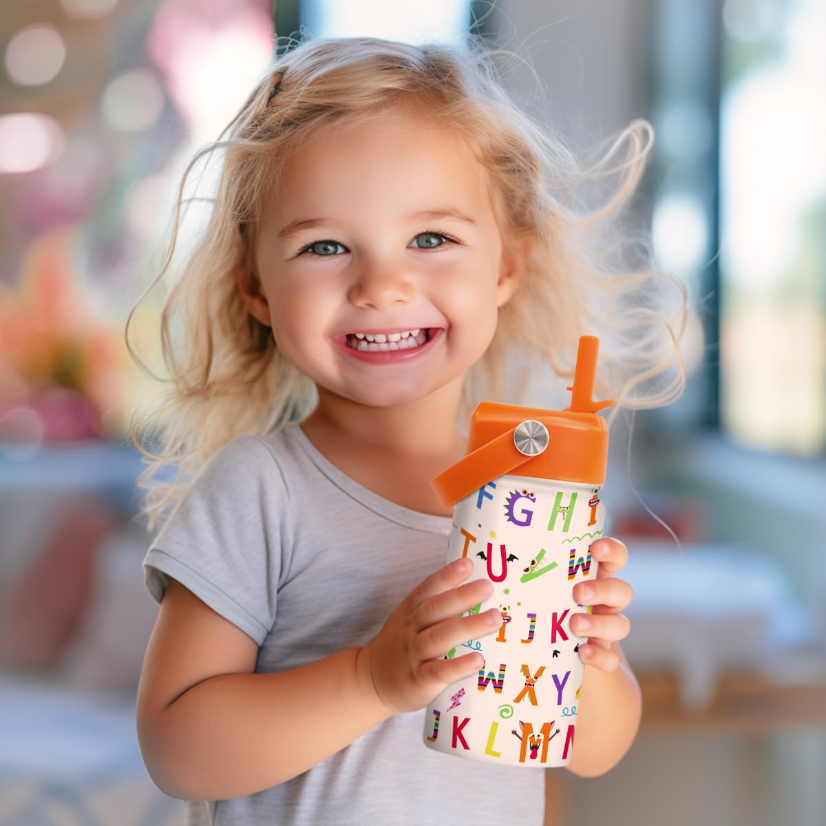 SANDJEST 12 oz travel-friendly bottle suitable for school, sports, and day trips.