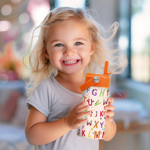 SANDJEST 12 oz travel-friendly bottle suitable for school, sports, and day trips.