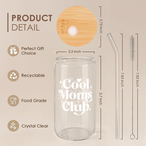 SANDJEST 16oz glass cup with clear design for beverages