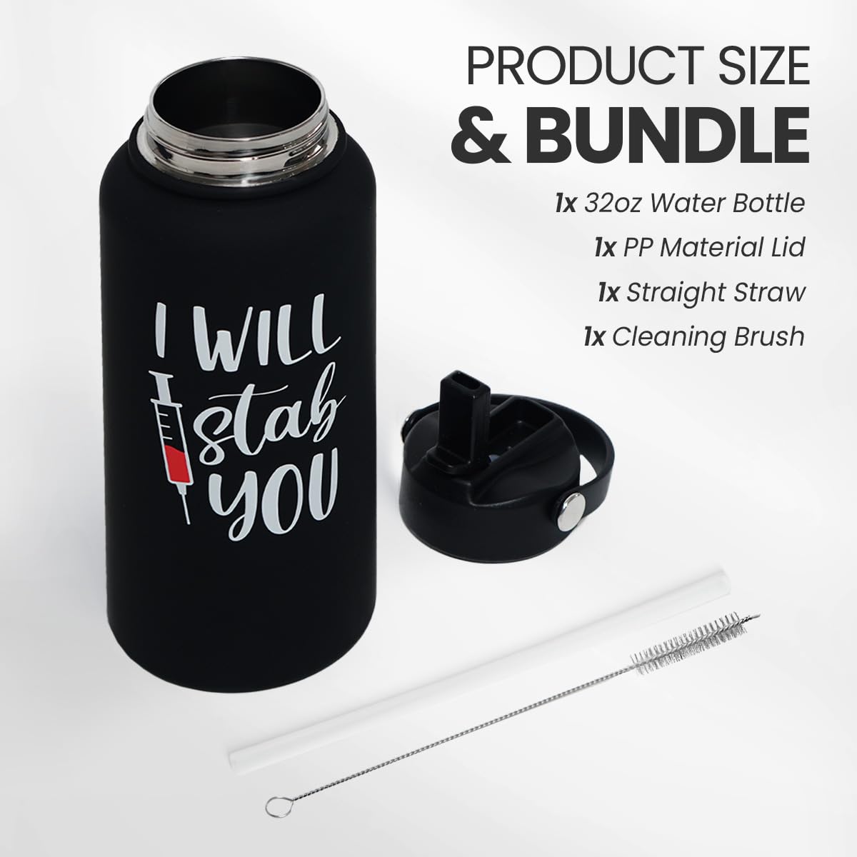 SANDJEST 32oz stainless steel bottle features ergonomic grip for comfortable handling
