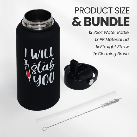SANDJEST 32oz stainless steel bottle features ergonomic grip for comfortable handling