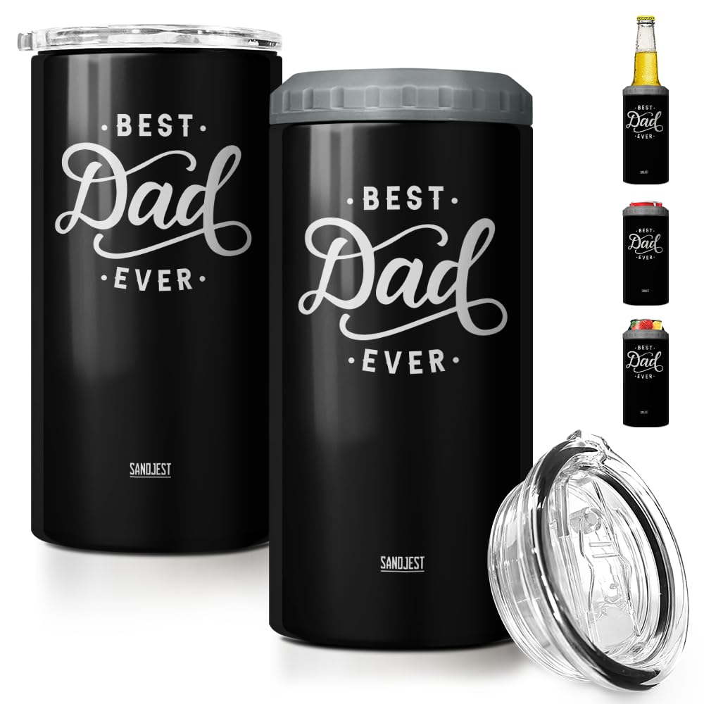 SANDJEST 4-in-1 Dad Tumbler in use keeps drinks cold on the go.