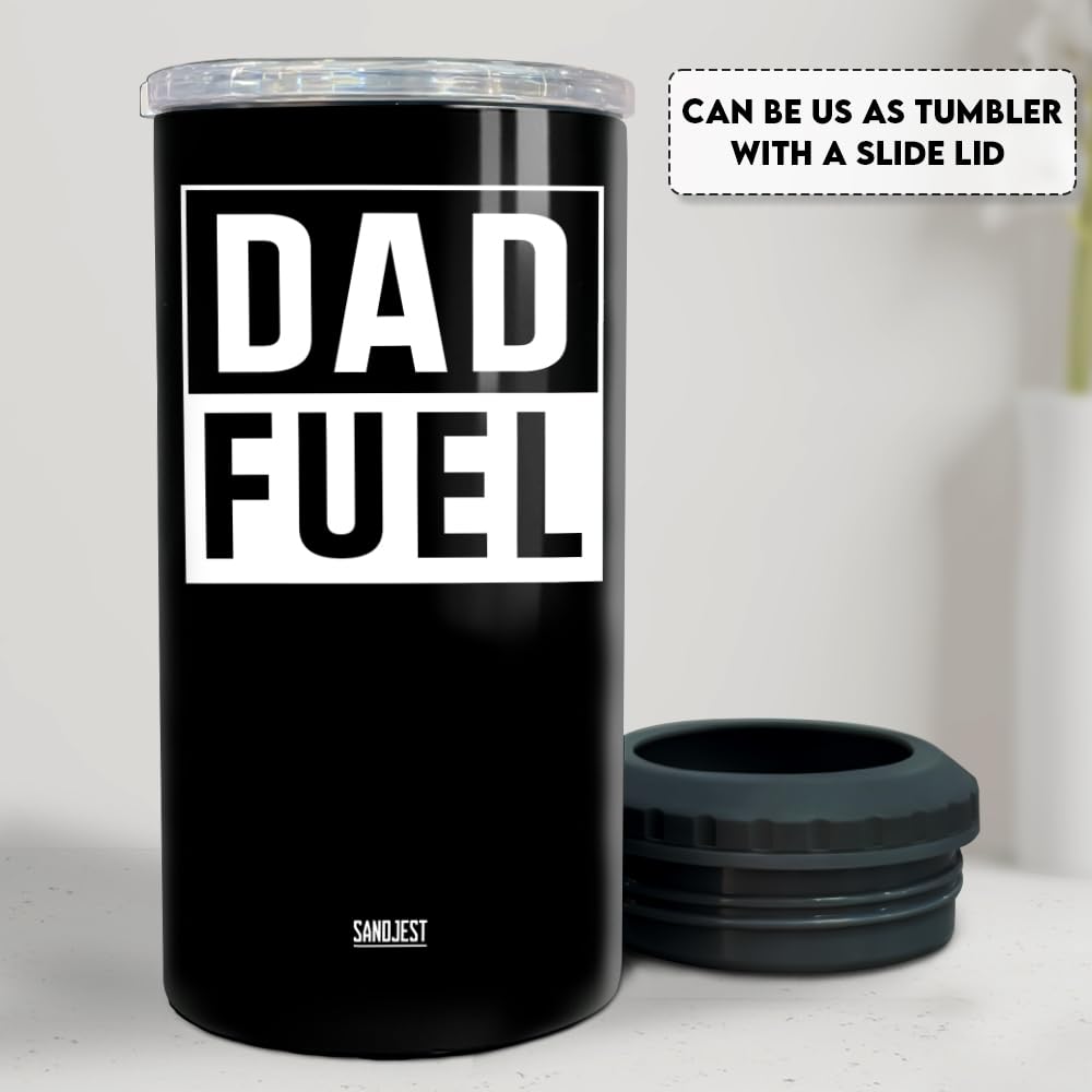 SANDJEST 4-in-1 tumbler shows 12oz can insert keeping beverages chilly.