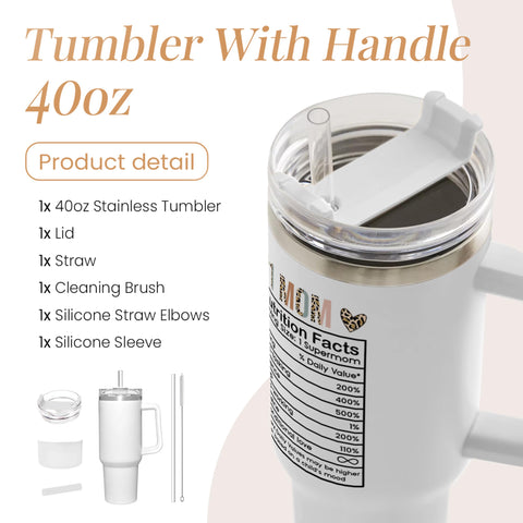 SANDJEST 40oz insulated tumbler with handle keeps drinks cold or hot during busy days.