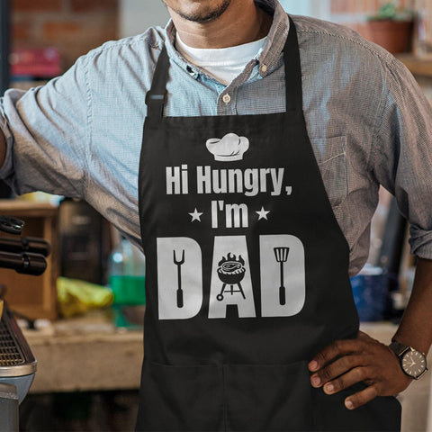 SANDJEST apron worn while grilling with hands free at grill