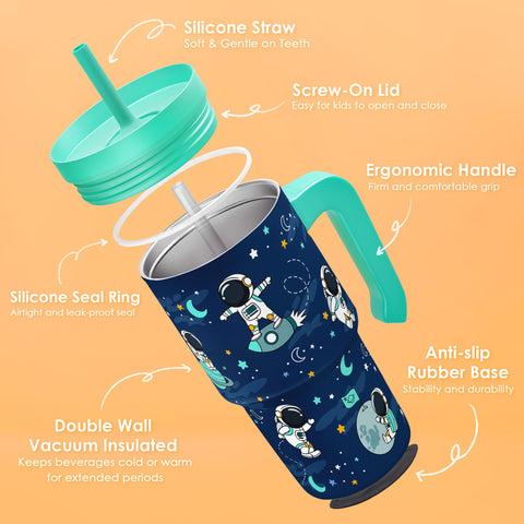SANDJEST Astronaut Tumbler in vibrant colors is ideal for school and playtime.