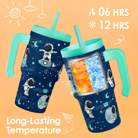 SANDJEST Astronaut Tumbler is designed for kid use at school or during play.