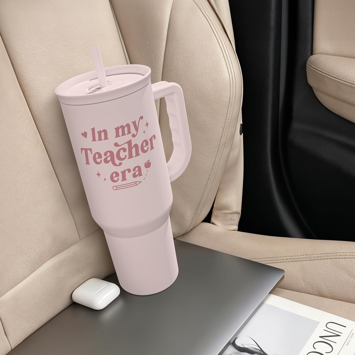 SANDJEST back-to-school gift tumbler supports long classroom days.