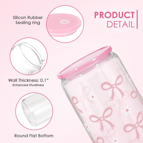 SANDJEST Bow Glass Can bamboo lid and straw packaging, sustainable gift ready.