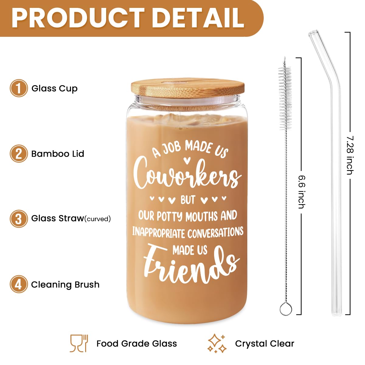 SANDJEST bamboo lid with glass straw enhances eco-friendly beverage enjoyment