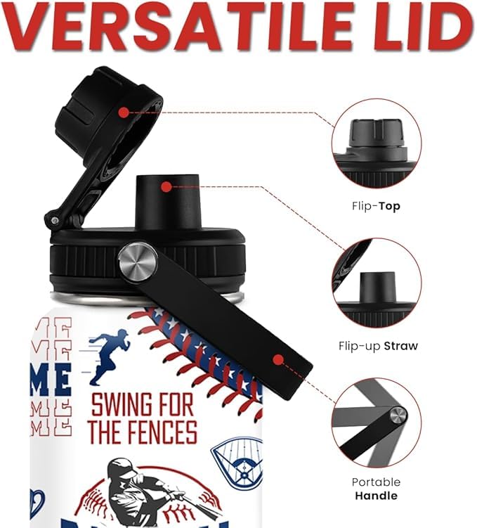 SANDJEST baseball-fan design bottle showcases team-spirited styling for fans.