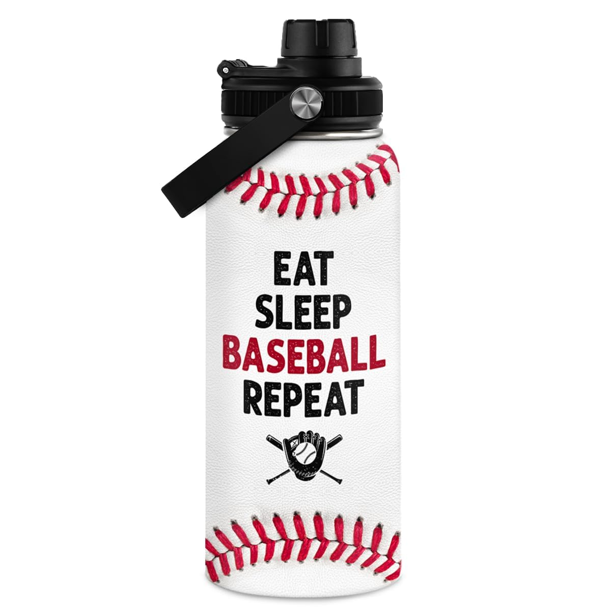 SANDJEST baseball water bottle 32oz with cap, designed for secure on-the-go hydration.