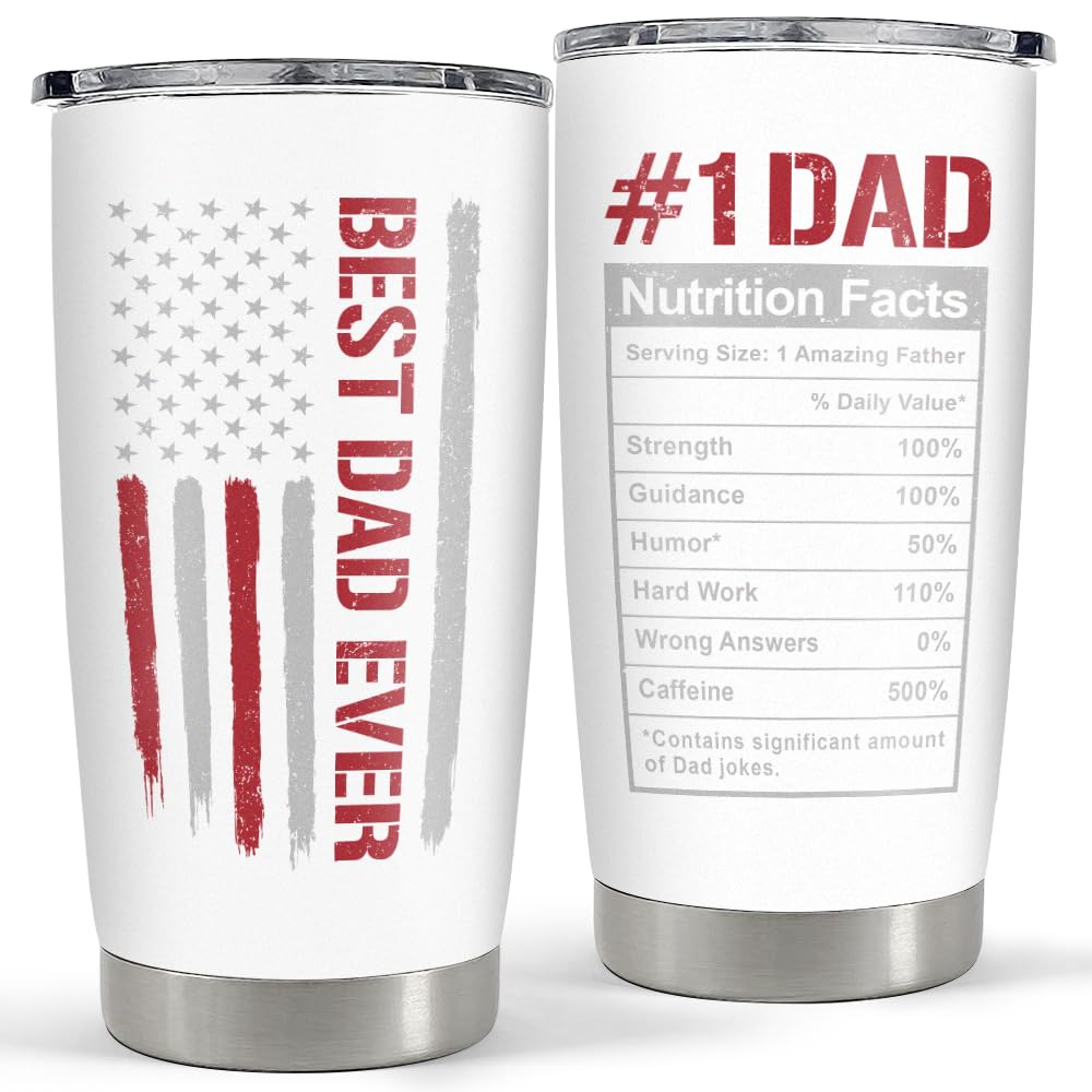 Sandjest Best Dad Ever tumbler with lid, secure and spill-resistant close-up.