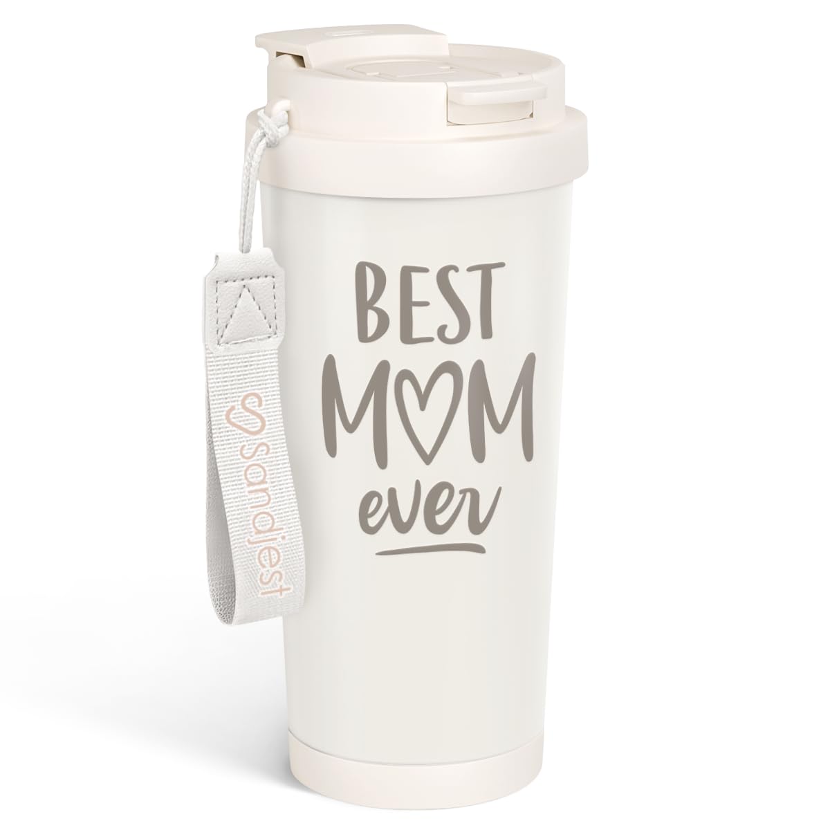 SANDJEST Best Mom Ever Tumbler with 2-in-1 lid for spill-safe sipping