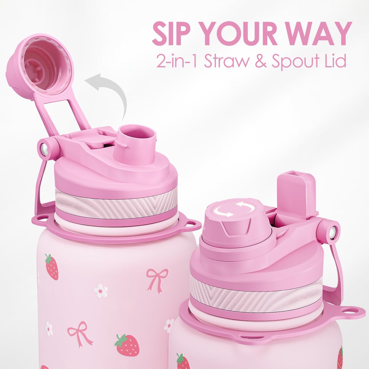 SandJEST bottle spout lid close-up highlighting easy sipping