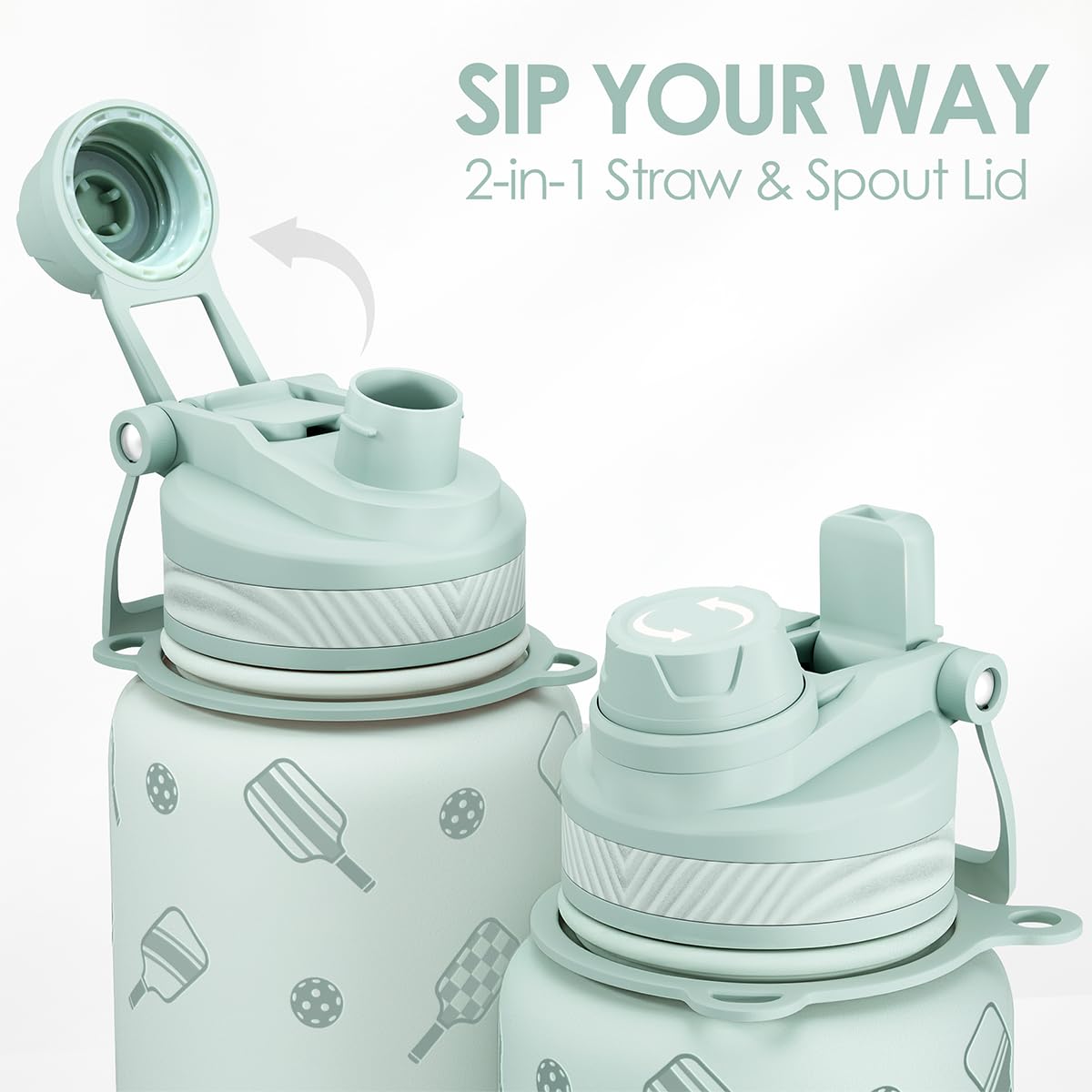 SANDJEST bottle strap in action for hands-free hiking and gym sessions.