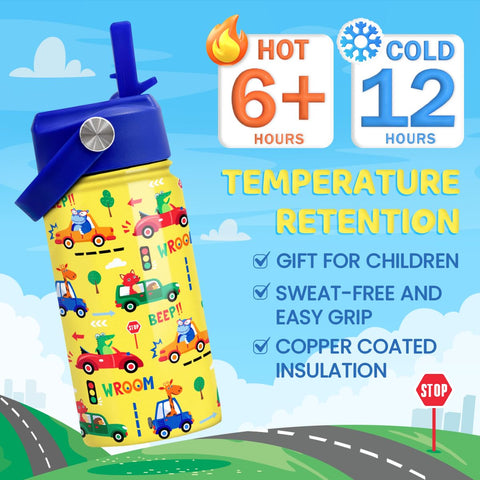 SANDJEST car-design bottle photo close-up shows straw lid.