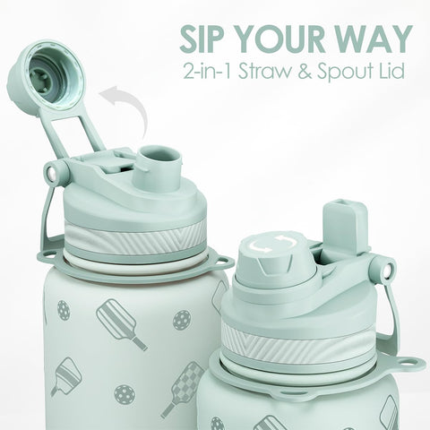 SANDJEST bottle strap in action for hands-free hiking and gym sessions.