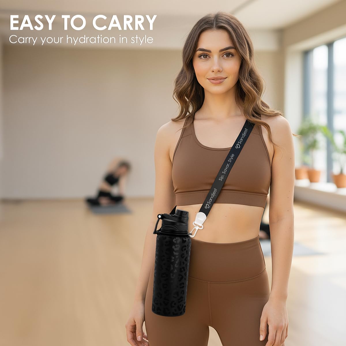 SANDJEST bottle straw spout lid for easy sipping on the move