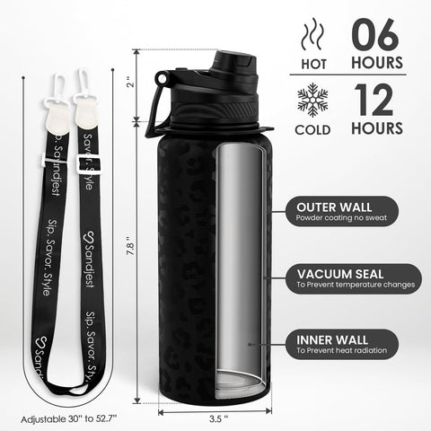 SANDJEST bottle with strap enables hands-free carry for outdoor adventures